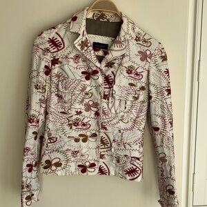 PIAZZA SEMPIONE White w/ Red/Pink/Gold Floral Embroidery Ladies Blazer 44 IT